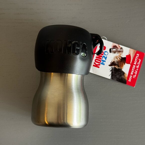 KONG Stainless Steel Dog Water Bottle, Black, 9.5-oz - Picture 1 of 9